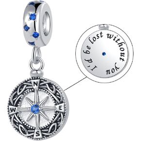 NARTGO Compass I'd be Lost Without You Charm Compatible with Pandora Charms Bracelets Jewelry Birthday Gifts in Saudi Arabia