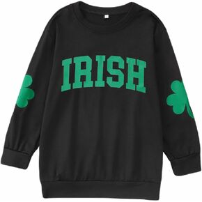 Ritatte St Patrick's Day Sweatshirt Girls Boys Irish Shamrock Crewneck Pullover Top Kids Clover Long Sleeve Shirt 6-12 Years