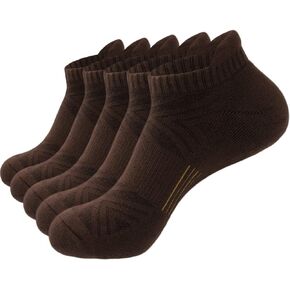 Mens Cotton Cushioned Athletic Ankle Low Cut Socks w/Arch Compression & Tab (5 Pack)