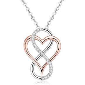 DYUNQ Moissanite Infinity Necklace, 925 Sterling Silver Lab Created Diamond Pendant Necklace for Women, Anniversary Jewelry Gifts for Wife Girlfriend, Adjustable 18-20 inch