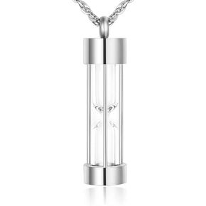 abooxiu Hourglass Urn Necklace for Ashes Cremation Jewelry for Ashes Stainless Steel Memorial Keepsake Ashes Necklace