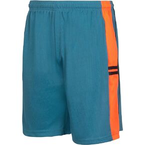 Premium Wear Basketball Shorts for Men with Side Pockets - Teal & Orange Medium