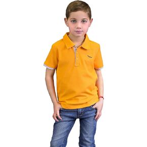 Boys' Pique Polo Orange Shirt - 100% Pima Cotton Short Sleeve Tennis Top