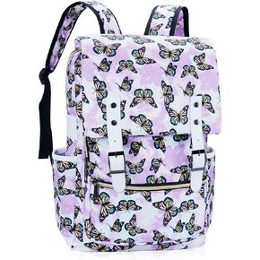 MCWTH Butterfly School Backpack for Girls Women, 15.6 inch Laptop Backpacks Bookbags for College Travel