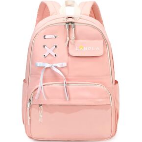 Lanola Teen Girl School Backpack Casual Daypack Bookbag Elementary College Travel Backpack with Cute Ribbon for Girls