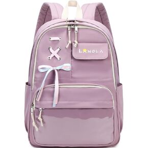 Lanola Teen Girl School Backpack Casual Hiking Daypack Bookbag Elementary College Travel Backpack with Cute Ribbon for Girls
