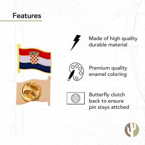 Croatia Lapel Pin Country Enamel Made of Metal Souvenir Hat Men Women Patriotic (Waving Flag Lapel Pin) in Saudi Arabia