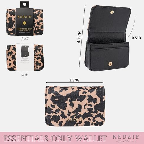 محفظة KEDZIE Essentials Only للنقود والبطاقات من الجلد النباتي مع قفل سريع للنساء - مشمسة in Kuwait