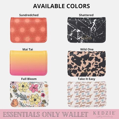 محفظة KEDZIE Essentials Only للنقود والبطاقات من الجلد النباتي مع قفل سريع للنساء - مشمسة in Kuwait
