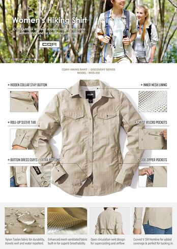 قمصان CQR للسيدات بعامل حماية من الأشعة فوق البنفسجية 50+ بأكمام طويلة للمشي لمسافات طويلة، قمصان سريعة الجفاف للحماية من الأشعة فوق البنفسجية/الشمس في الهواء الطلق بأزرار سفلية in Kuwait