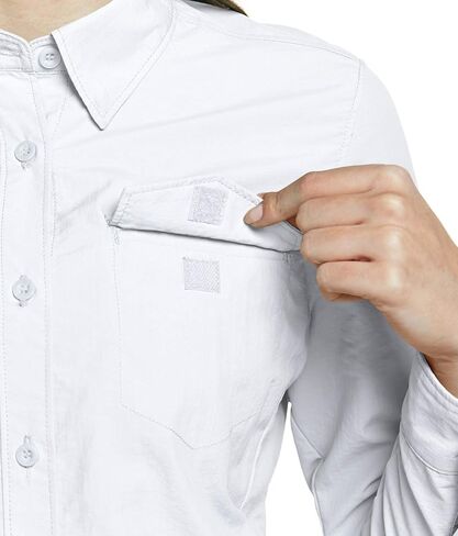 قمصان CQR للسيدات بعامل حماية من الأشعة فوق البنفسجية 50+ بأكمام طويلة للمشي لمسافات طويلة، قمصان سريعة الجفاف للحماية من الأشعة فوق البنفسجية/الشمس في الهواء الطلق بأزرار سفلية in Kuwait