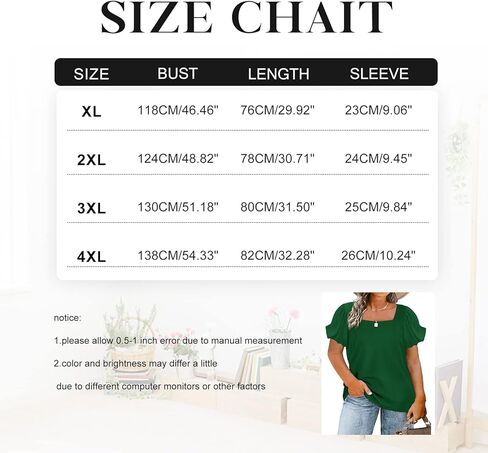 HDLTE المرأة ساحة الرقبة نفخة الأكمام بلايز حجم كبير بلايز الصيف عادية فضفاضة تناسب تي شيرت XL-4XL in Kuwait