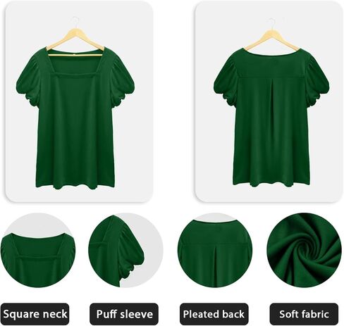 HDLTE المرأة ساحة الرقبة نفخة الأكمام بلايز حجم كبير بلايز الصيف عادية فضفاضة تناسب تي شيرت XL-4XL in Kuwait