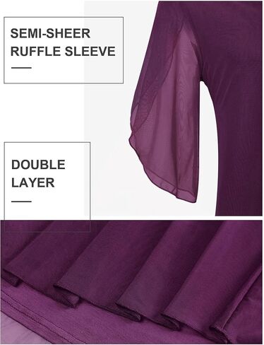 بلوزات Miusey النسائية مكشكشة 3/4 كم شبكية، قمصان فضفاضة مع مرونة in Kuwait