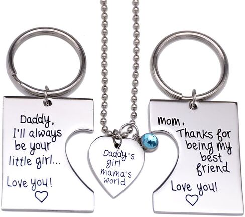 Daddy's Girl Mommy's World 3 Piece Keychain Pendant Necklace Set, Gift for Daughter, Mommys Little Girl Gifts in Kuwait