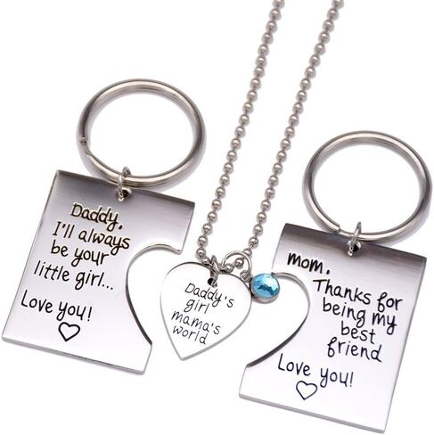 Daddy's Girl Mommy's World 3 Piece Keychain Pendant Necklace Set, Gift for Daughter, Mommys Little Girl Gifts in Kuwait