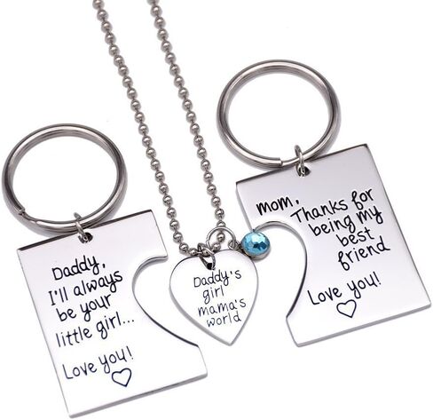 Daddy's Girl Mommy's World 3 Piece Keychain Pendant Necklace Set, Gift for Daughter, Mommys Little Girl Gifts in Kuwait