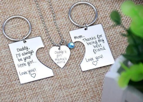 Daddy's Girl Mommy's World 3 Piece Keychain Pendant Necklace Set, Gift for Daughter, Mommys Little Girl Gifts in Kuwait