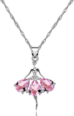 Uloveido Pink Crystal Little Girl Necklace Dancer Ballet Recital Gift Ballerina Dance Pendant Necklace Girls Jewelry Y607 in Saudi Arabia