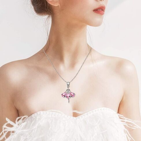 Uloveido Pink Crystal Little Girl Necklace Dancer Ballet Recital Gift Ballerina Dance Pendant Necklace Girls Jewelry Y607 in Saudi Arabia