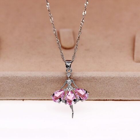 Uloveido Pink Crystal Little Girl Necklace Dancer Ballet Recital Gift Ballerina Dance Pendant Necklace Girls Jewelry Y607 in Saudi Arabia
