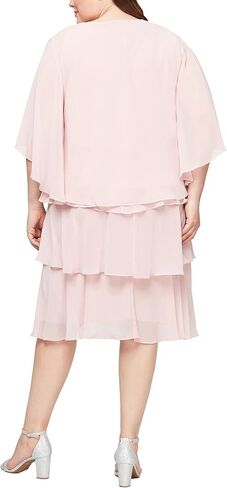 S.L. Fashions Women's Plus Size Chiffon Tier Jacket Dress with Beaded Neckline in Kuwait