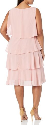 S.L. Fashions Women's Plus Size Chiffon Tier Jacket Dress with Beaded Neckline in Kuwait