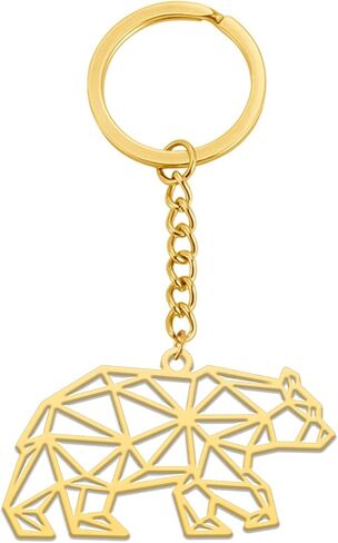 سلسلة مفاتيح Amaxer هندسية مجوفة على شكل حيوان من الفولاذ المقاوم للصدأ، حلقة مفاتيح اوريغامي لطيفة لمحبي الحيوانات للجنسين in Kuwait