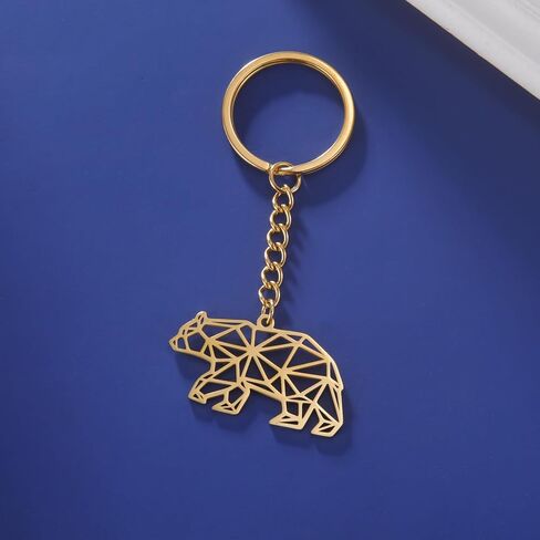 سلسلة مفاتيح Amaxer هندسية مجوفة على شكل حيوان من الفولاذ المقاوم للصدأ، حلقة مفاتيح اوريغامي لطيفة لمحبي الحيوانات للجنسين in Kuwait