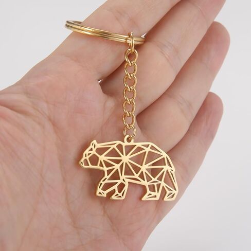 سلسلة مفاتيح Amaxer هندسية مجوفة على شكل حيوان من الفولاذ المقاوم للصدأ، حلقة مفاتيح اوريغامي لطيفة لمحبي الحيوانات للجنسين in Kuwait