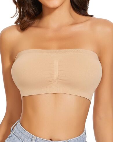 WOWENY Bandeau Bra Padded Strapless Bra for Women Seamless Wireless Strapless Bralette Padded Tube Top in Saudi Arabia