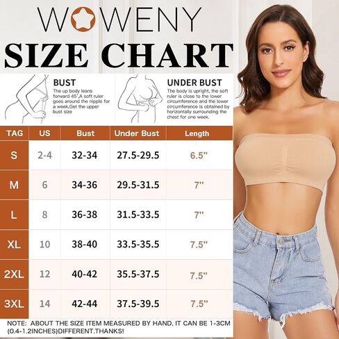 WOWENY Bandeau Bra Padded Strapless Bra for Women Seamless Wireless Strapless Bralette Padded Tube Top in Saudi Arabia
