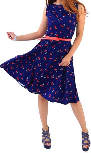 OMZIN Women's Audrey Hepburn Rockabilly Vintage Dress 1950s Retro Cocktail Swing Party Dress with Belt in Kuwait
