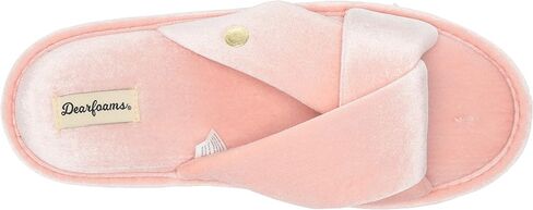 Dearfoams Women's Jules Shiny Velour Twist Vamp Slide Slipper in Kuwait