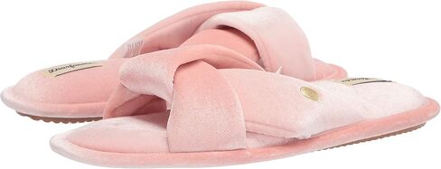 Dearfoams Women's Jules Shiny Velour Twist Vamp Slide Slipper in Kuwait