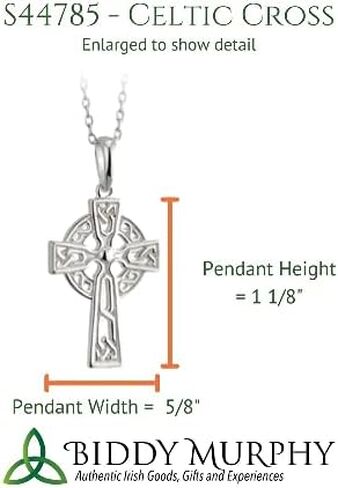Biddy Murphy Celtic Cross Necklace Sterling Silver and Green Crystal Made in Ireland in Saudi Arabia