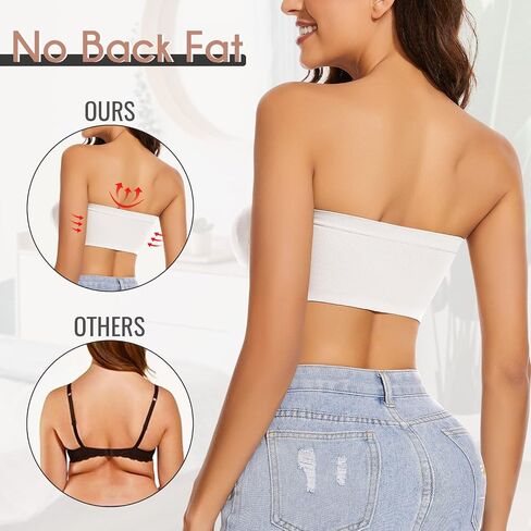 WOWENY Bandeau Bra Padded Strapless Bra for Women Seamless Wireless Strapless Bralette Padded Tube Top in Saudi Arabia
