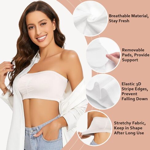 WOWENY Bandeau Bra Padded Strapless Bra for Women Seamless Wireless Strapless Bralette Padded Tube Top in Saudi Arabia