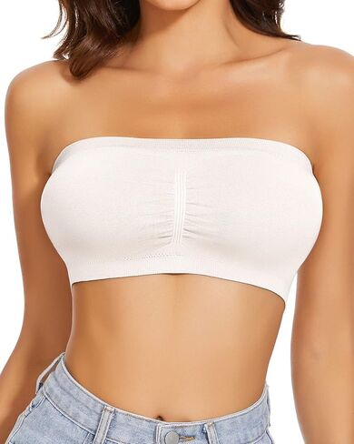 WOWENY Bandeau Bra Padded Strapless Bra for Women Seamless Wireless Strapless Bralette Padded Tube Top in Saudi Arabia