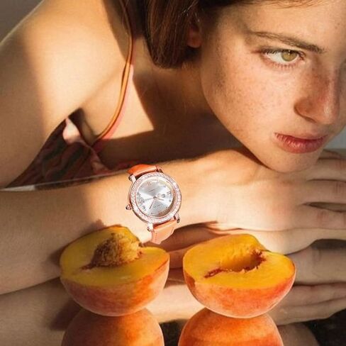 ساعات CakCity الفاخرة للنساء كاجوال للسيدات، ساعة كوارتز تناظرية ذات وجه كبير مع حزام جلد طبيعي متعدد الألوان هدية للسيدات، 34 ملم in Kuwait