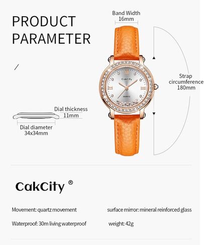 ساعات CakCity الفاخرة للنساء كاجوال للسيدات، ساعة كوارتز تناظرية ذات وجه كبير مع حزام جلد طبيعي متعدد الألوان هدية للسيدات، 34 ملم in Kuwait