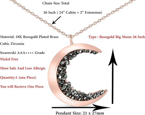 قلادة على شكل كوكب غجر تشيكوسلوفاكيا باللون الأسود من ONDAISY، نصف هلال، بحار لونا، على شكل قمر، سلسلة ساحرة in Kuwait