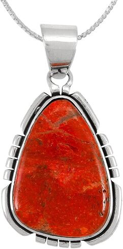 Turquoise Pendant Necklace 20" Sterling Silver 925 Genuine Gemstones (Choose Color) in Saudi Arabia
