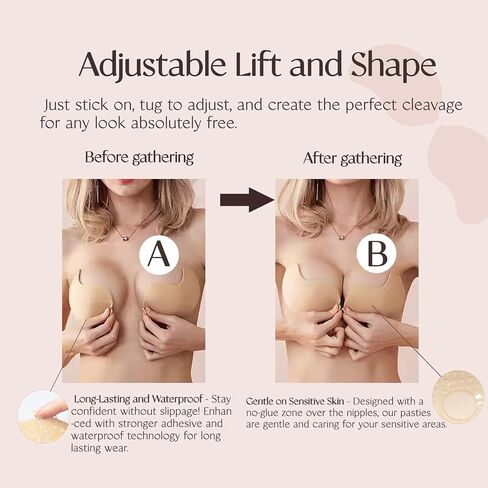حمالات صدر لاصقة للنساء زوجين | رفع الثدي غير المرئي | عارية الذراعين وبدون حمالات (أسود ودسم) in Kuwait