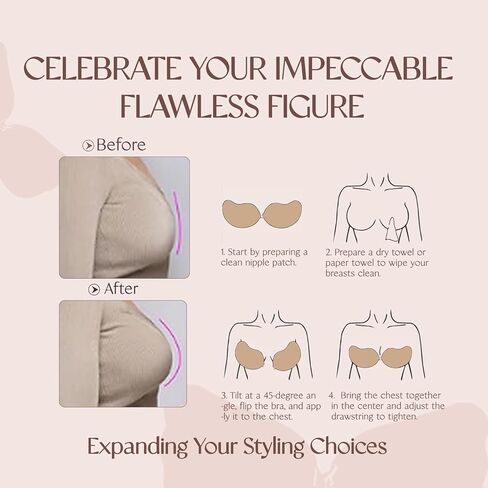 حمالات صدر لاصقة للنساء زوجين | رفع الثدي غير المرئي | عارية الذراعين وبدون حمالات (أسود ودسم) in Kuwait