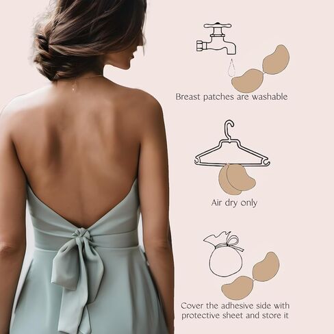 حمالات صدر لاصقة للنساء زوجين | رفع الثدي غير المرئي | عارية الذراعين وبدون حمالات (أسود ودسم) in Kuwait