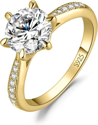 JewelryPalace الكلاسيكية 1ct 2ct 3ct مكعب زركونيا سوليتير خواتم الخطبة للنساء، 925 الفضة الاسترليني خاتم الوعد لها، جولة قطع مقلد الماس خواتم الزفاف الذكرى حجم 4-12 in Kuwait