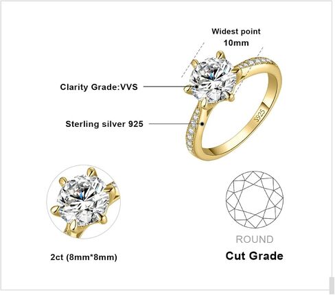JewelryPalace الكلاسيكية 1ct 2ct 3ct مكعب زركونيا سوليتير خواتم الخطبة للنساء، 925 الفضة الاسترليني خاتم الوعد لها، جولة قطع مقلد الماس خواتم الزفاف الذكرى حجم 4-12 in Kuwait