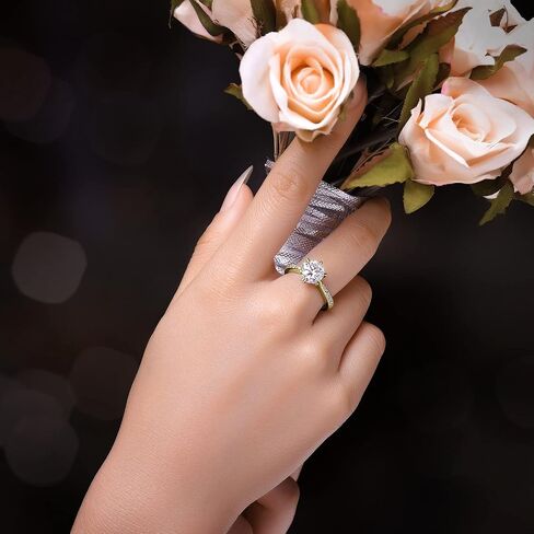 JewelryPalace الكلاسيكية 1ct 2ct 3ct مكعب زركونيا سوليتير خواتم الخطبة للنساء، 925 الفضة الاسترليني خاتم الوعد لها، جولة قطع مقلد الماس خواتم الزفاف الذكرى حجم 4-12 in Kuwait