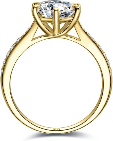 JewelryPalace الكلاسيكية 1ct 2ct 3ct مكعب زركونيا سوليتير خواتم الخطبة للنساء، 925 الفضة الاسترليني خاتم الوعد لها، جولة قطع مقلد الماس خواتم الزفاف الذكرى حجم 4-12 in Kuwait